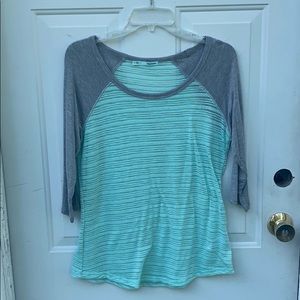 Maurices Medium Aqua & Gray 3/4 Sleeve Top